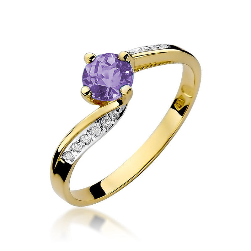 Inel Aur 14K cu Tanzanit 0.50 ct si Diamante 0.05 ct