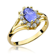 Inel Aur 14K cu Tanzanit 0.70 ct si Diamante Naturale 0.30 ct
