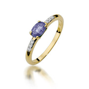 Inel Aur 14K cu Tanzanit 0.40 ct si Diamante Naturale 0.03 ct