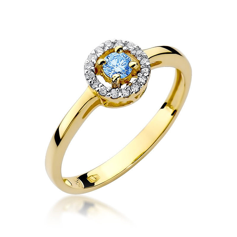 Inel Aur 14K cu Topaz 0.15 ct si Diamante 0.08 ct