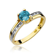 Inel Aur 14K cu Topaz Swiss 0.50 ct si Diamante Naturale 0.03 ct