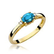 Inel Aur 14K cu Topaz Swiss 0.50 ct si Diamante Naturale 0.03 ct
