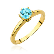 Inel Aur 14K cu Topaz Swiss 0.50 ct si Diamante Naturale 0.04 ct