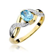 Inel Aur 14K cu Topaz Swiss 0.50 ct si Diamante Naturale 0.05 ct