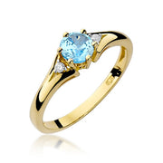 Inel Aur 14K cu Topaz Swiss 0.50 ct si Diamante Naturale 0.03 ct