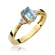 Inel Aur 14K cu Topaz Swiss 0.65 ct si Diamante Naturale 0.03 ct