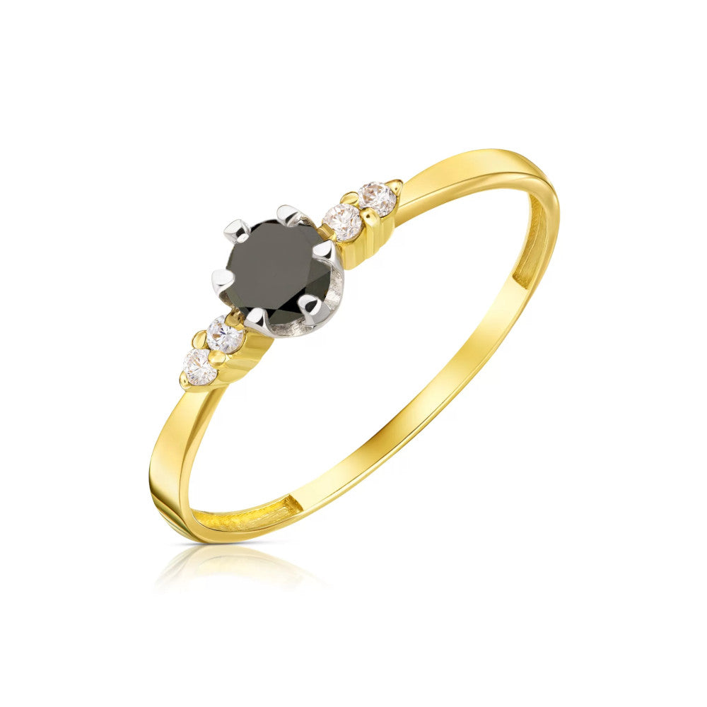 Inel Aur 14k cu Zircon Negru