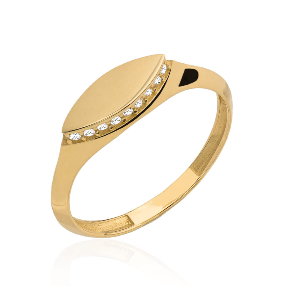 Inel Aur 14k Oval cu Zirconii Albe