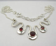 Lantisor Argint 925 cu Garnet 43.5 cm lungime