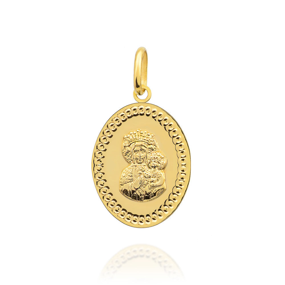 Medalion Oval Aur 14k cu Fecioara Maria si Iisus Hristos