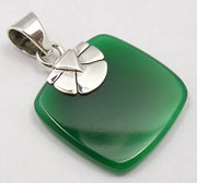 Pandantiv Argint 925 cu Onix Verde 3,5 cm lungime