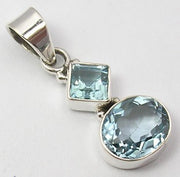 Pandantiv Argint 925 cu Topaz Albastru 3,1 cm lungime