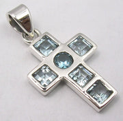 Pandantiv Argint 925 cu Topaz Albastru 3,1 cm lungime