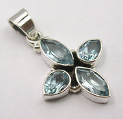 Pandantiv Argint 925 cu Topaz Albastru 3,2 cm lungime