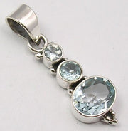 Pandantiv Argint 925 cu Topaz Albastru 3,5 cm lungime