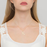 Pandantiv aur 14 K cu diamant 0.005 ct litera K 18x20 mm