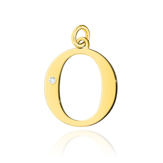 Pandantiv aur 14 K cu diamant 0.005 ct litera O 10x9.5 mm