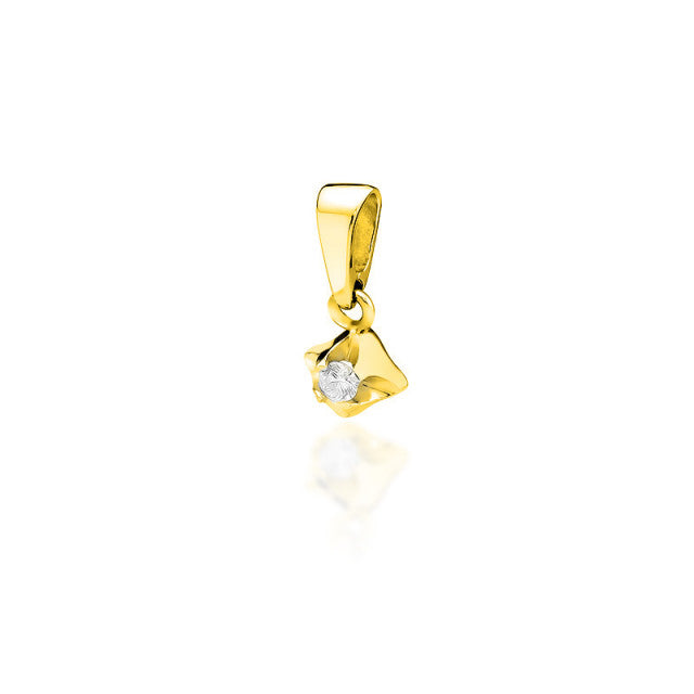 Pandantiv Aur 14 K cu Diamant 0.10 ct