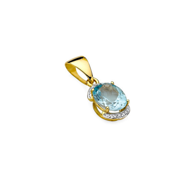 Pandantiv Aur 14K cu Topaz 3.20 ct si Diamante 0.04 ct