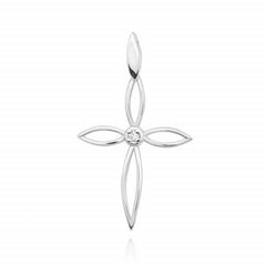 Pandantiv Cruce Aur 14 K cu Diamante 0.02 ct