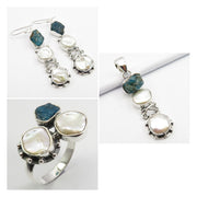 Set Argint 925 cu Perla Fresh Water si Apatit